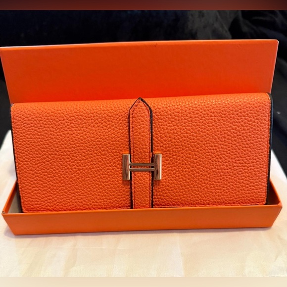 H LONG WALLET ORANGE TOGO LEATHER GHW